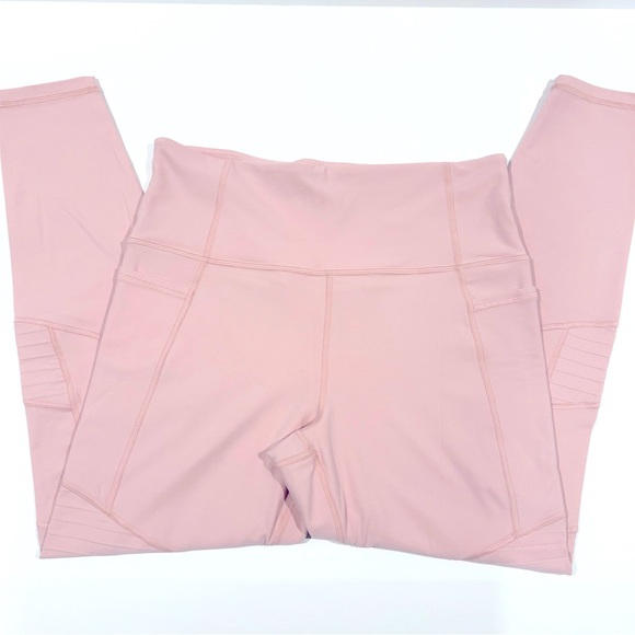 Athleta Inclination Moto Tights. Orchid pink, textured leg Size Large - Picture 3 of 10